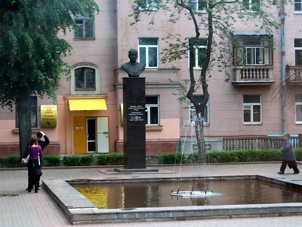 Гомель.  Памятник Павлу Сухому.  Фото